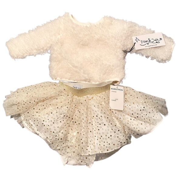 Pippa & Julie 3 Pc Fluffy Sweater,Tulle Skirt & Bloomers 12M - Picture 1 of 4